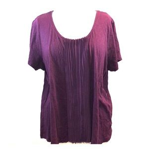 Talbots Woman Petites 3XP 3X Purple Ruffle T-Shirt